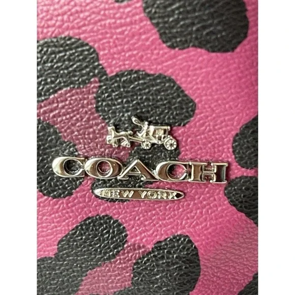 SOLD Coach Tote Bag Pink Purse + Matching Wristlet Cheeta Print Vegan Leather‌ - Picture 4 of 10
